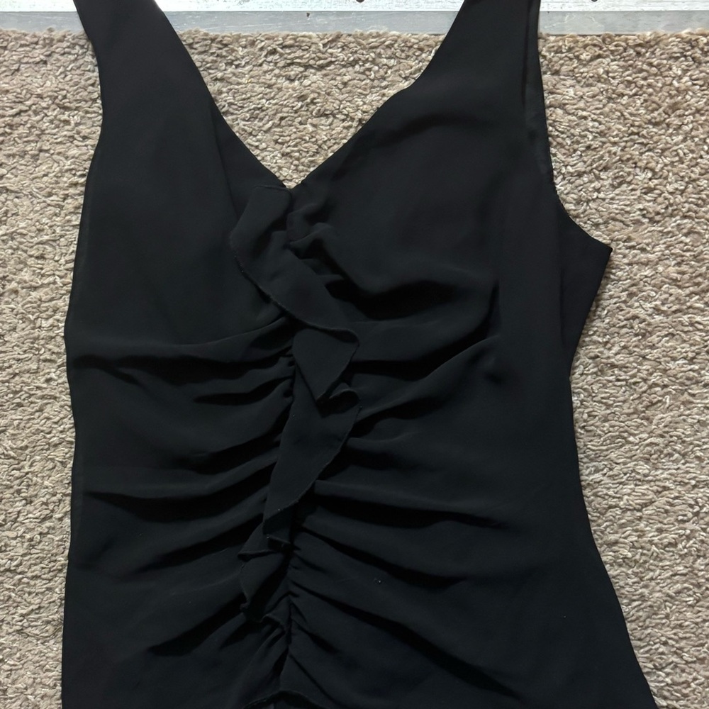 Lori Ann Montreal Vintage Womans 6 Black Ruched Tank Top Blouse Like New